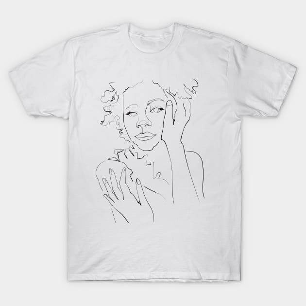 Vulnerability - Minimalist Line Art Woman Portrait T-Shirt by nycsketchartist